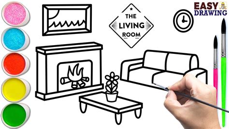 living things drawing easy|How to Draw a Living Room .